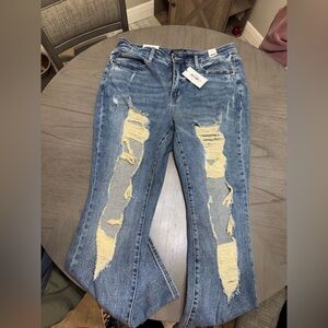 Judy Blue Light Blue Distressed Straight Leg Jeans